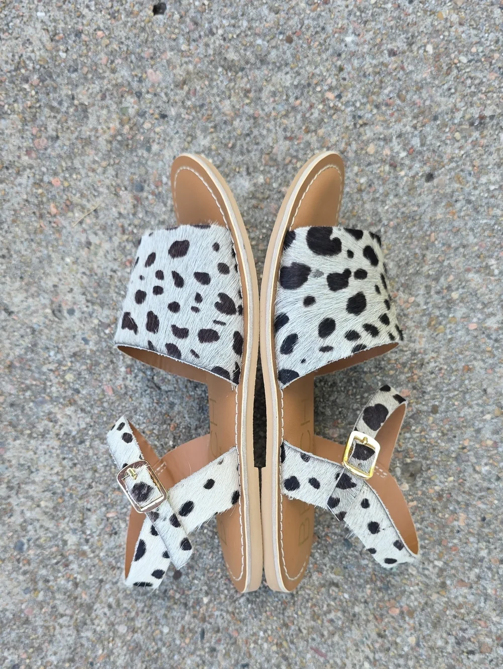 NWT Beach by Matisse Lil Cabana Cow Hair  Leather Spotted Leopard Print Sandals